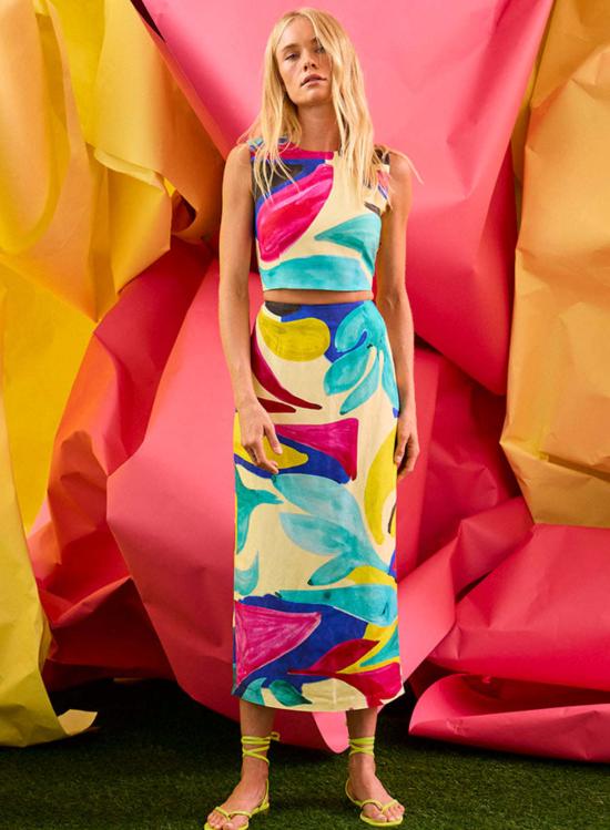  헌터 벨 미디 스커트 린 스커트 스트로크 오브 스프링