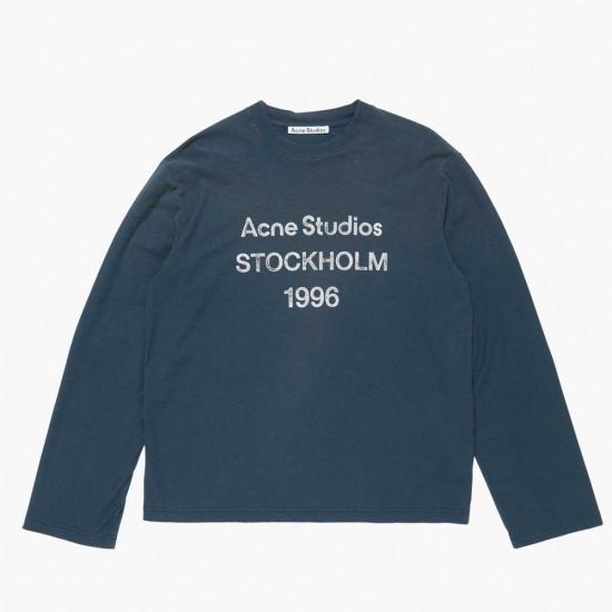 26SS 아크네 스튜디오 긴팔 티셔츠 CL0197BPA DEEP BLUE DOM