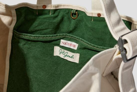 26SS NICENESS 숄더백 L.LESH - 에이지드 이펙트 NN 숄더 토트백 NN-3601A17 오프 화이트 - NICENESS