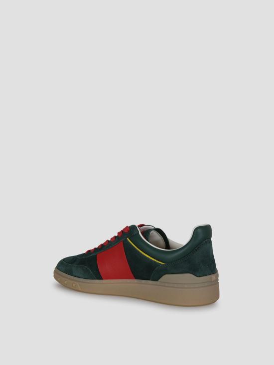26SS 발렌티노 가라바니 크러스트 레더 나일론 업빌리지 로우 탑 스니커즈 8Y2S0H77LAL 9UZ EMERALD CORALRED - VALENTINO GARAVANI