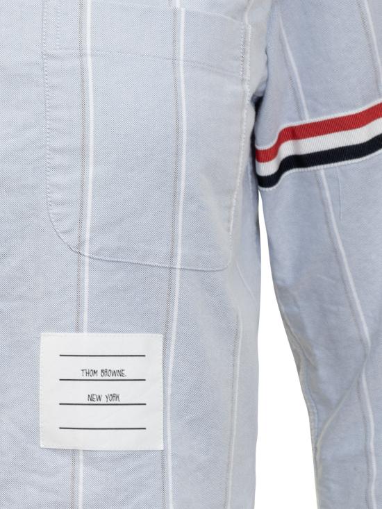 26SS 톰브라운 스트라이프 옥스포드 암밴드 크롭 셔츠 FLL183O F0660 415 NAVY DOM - THOM BROWNE