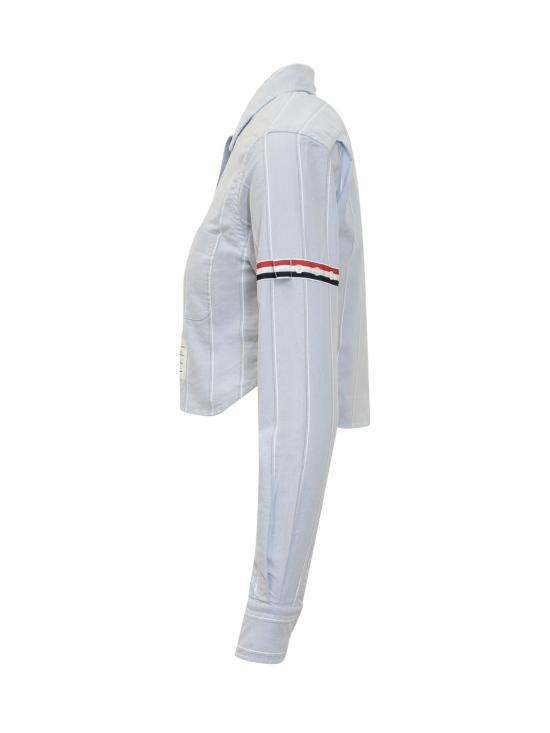 26SS 톰브라운 스트라이프 옥스포드 암밴드 크롭 셔츠 FLL183O F0660 415 NAVY DOM - THOM BROWNE