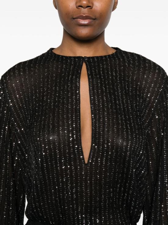  미소니 긴팔 티셔츠 미쏘니 스팽글 장식 긴팔 셔츠 블랙 - MISSONI