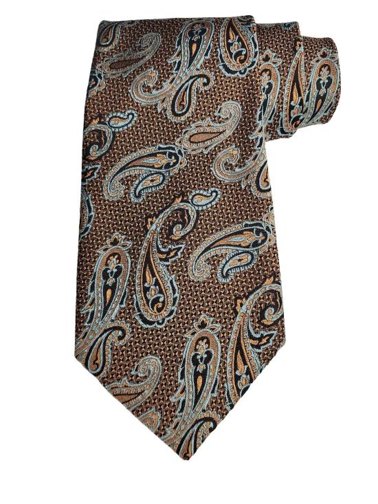  에트로 넥타이 자카드 페이즐리 프린트 실크  브라운