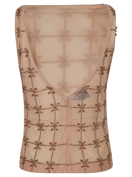 26SS 핑코 민소매 티셔츠 106437 A32B ZN6 NUDO CRYSTAL - PINKO