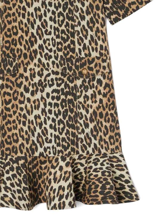 26SS 가니 레오파드 스트레치 코튼 미니 드레스 A1030249859 Animal Print - GANNI