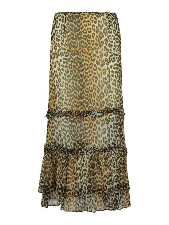 25FW 가니 미디 스커트 W0435943 Animal Print