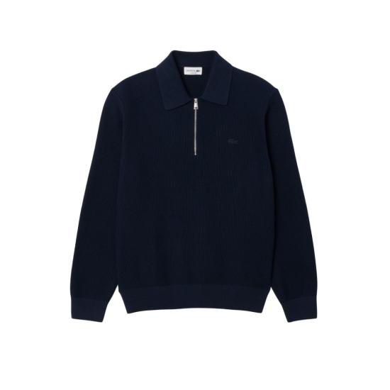 25FW 라코스테 울코튼 반집업 카라 스웨터 AH5187 Black