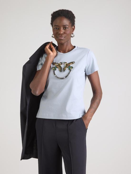 26SS 핑코 반팔 티셔츠 100535A33F E87 Azzurro arona - PINKO