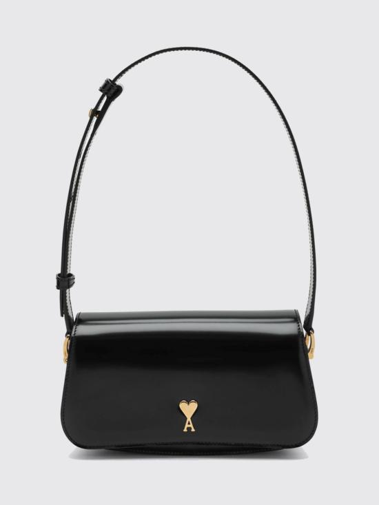 26SS 아미 스몰 하트 로고 글레이즈드 레더 파리 탑 핸들 백 ULL718AL0139 001 Black