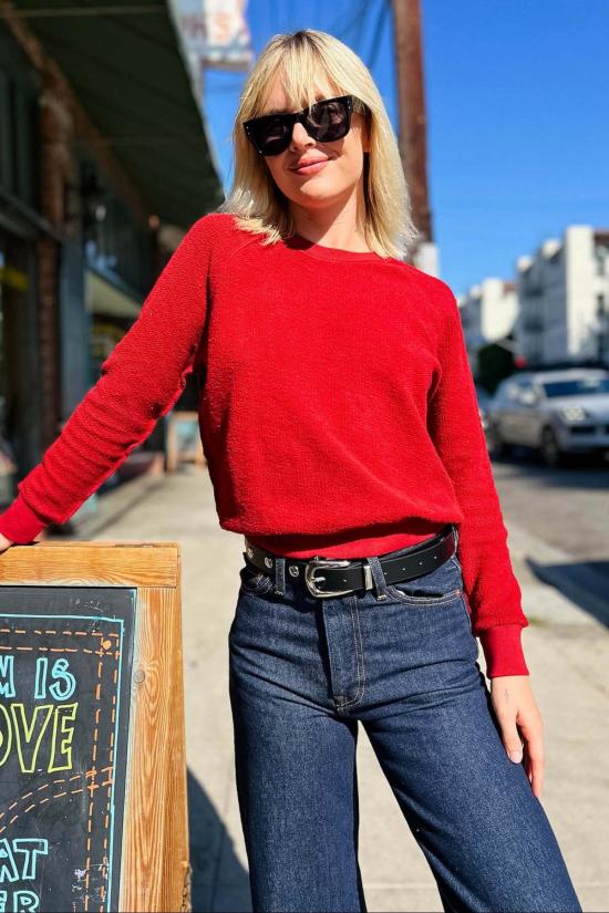  퍼펙트 화이트 티 스웨터 지기 리버스 플리스 쉬런큰 크루