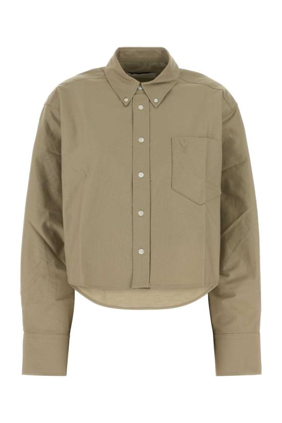 26SS 아미 톤온톤 하트 로고 크롭 오버사이즈 셔츠 FSH770CO0210 A036 Grey