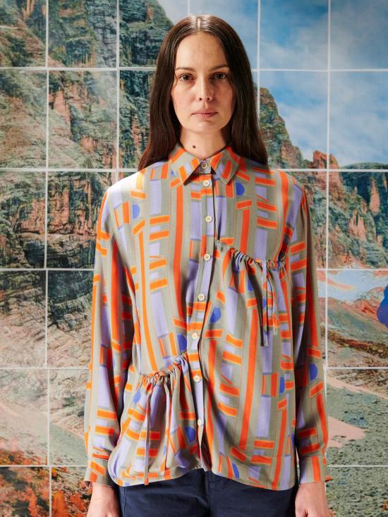  헨릭 빕스코브 셔츠 Henrik Vibskov 스트링 셔츠 페인티드 스트라이프 - HENRIK VIBSKOV