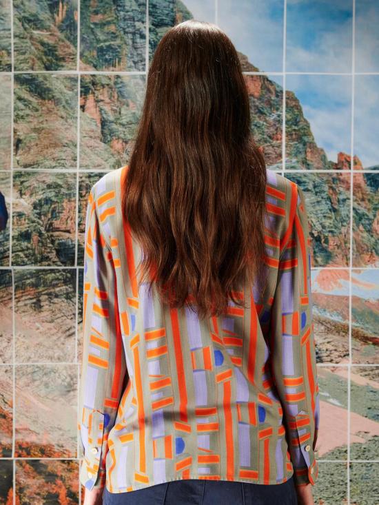  헨릭 빕스코브 셔츠 Henrik Vibskov 스트링 셔츠 페인티드 스트라이프 - HENRIK VIBSKOV