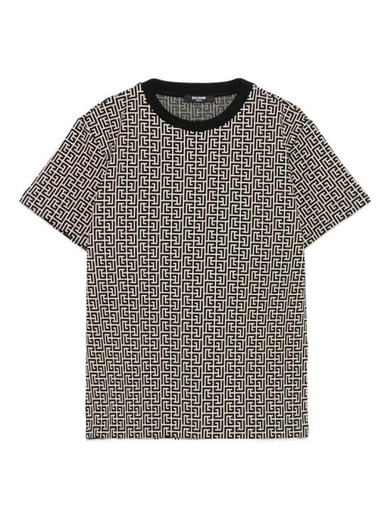26SS [키즈] 발망 티셔츠 BX8R01Z2411 106NE CREAM BLACK