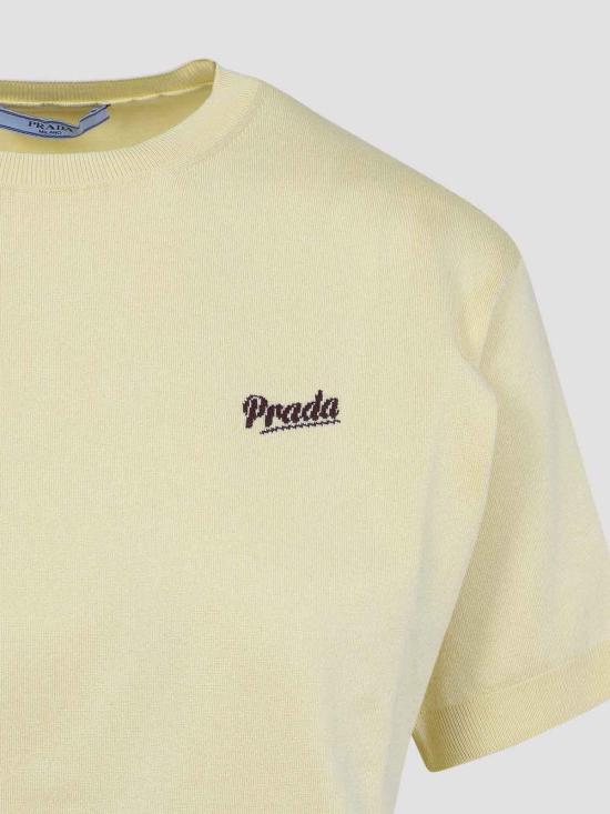 26SS 프라다 반팔 티셔츠 P24B3DSOOO19DAF05BN Light Yellow - PRADA