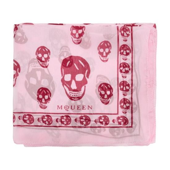 26SS 알렉산더 맥퀸 클래식 실크 블렌드 스컬 스카프 8078893052Q5972 pink