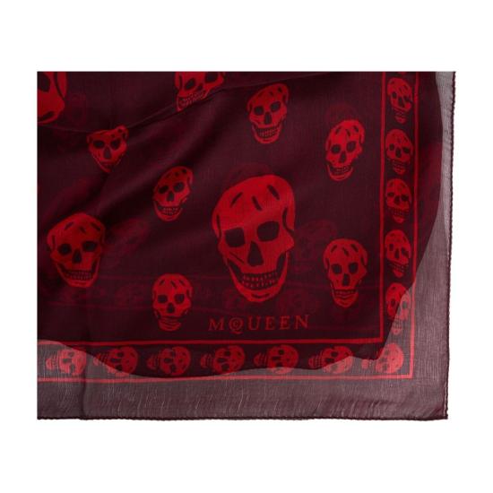 26SS 알렉산더 맥퀸 클래식 실크 블렌드 스컬 스카프 8078893052Q6074 burgundy - ALEXANDER MCQUEEN
