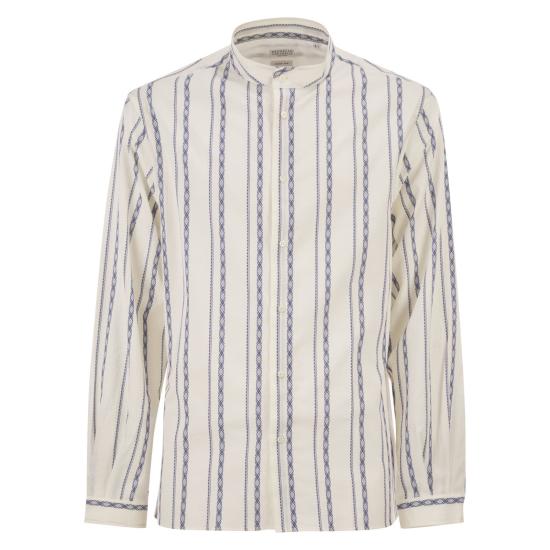 26SS 브루넬로 쿠치넬리 긴팔 셔츠 MA6870625 WHITE BLUE