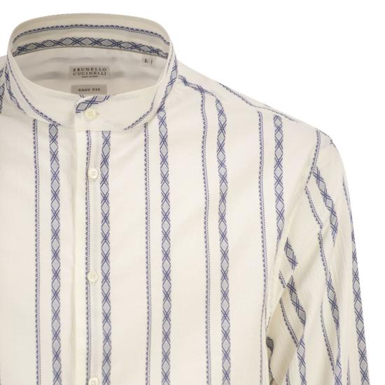 26SS 브루넬로 쿠치넬리 긴팔 셔츠 MA6870625 WHITE BLUE - BRUNELLO CUCINELLI