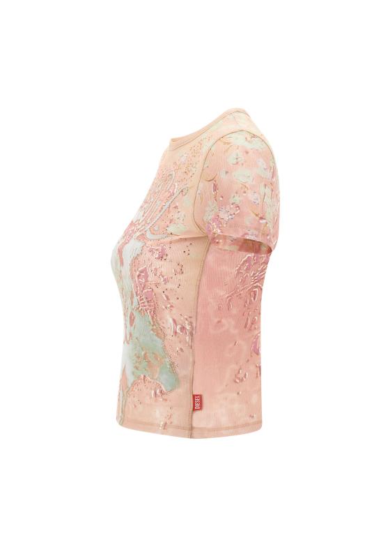 26SS 디젤 반팔 티셔츠 A23538 0BKCK34VA Pink - DIESEL