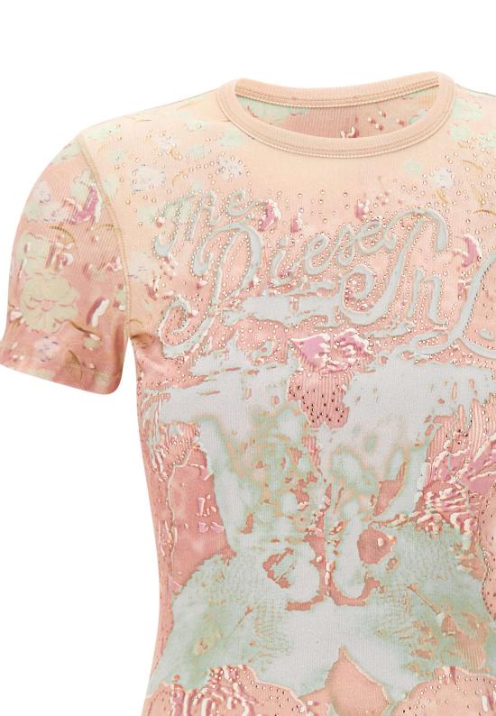 26SS 디젤 반팔 티셔츠 A23538 0BKCK34VA Pink - DIESEL