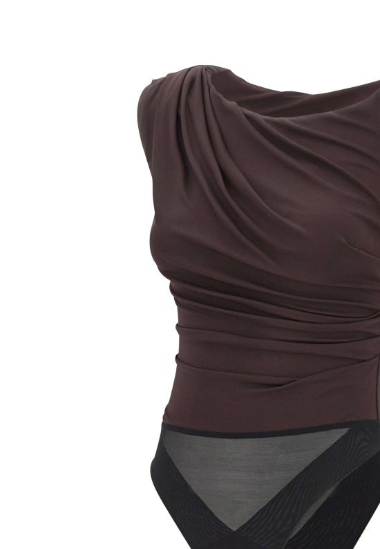 26SS 엘리자베타프랜치 바디수트 티셔츠 BO01361E2 EV9 Brown - ELISABETTA FRANCHI