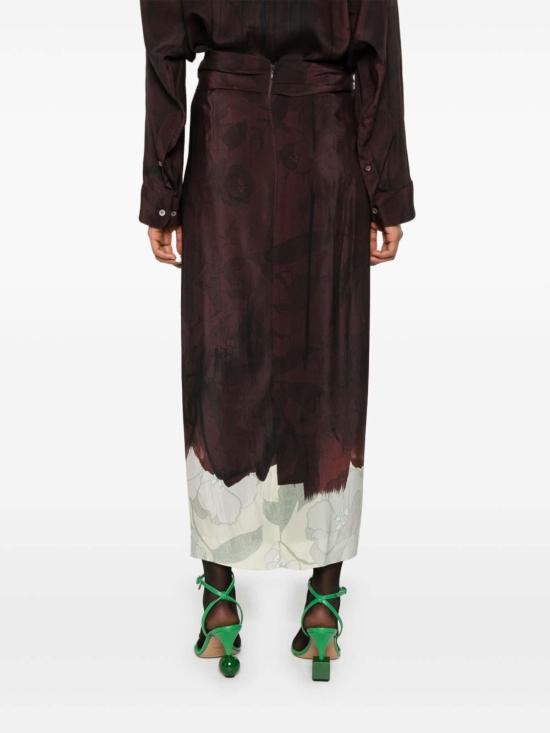  드리스 반 노튼 미디 스커트 108069069703 Brown - DRIES VAN NOTEN