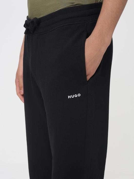 26SS 휴고보스 콘트라스트 로고 코튼 테리 트랙수트 팬츠 50489617 001 Black - HUGO BOSS