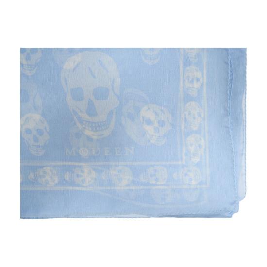 26SS 알렉산더 맥퀸 클래식 실크 블렌드 스컬 스카프 8078893052Q4977 blue - ALEXANDER MCQUEEN