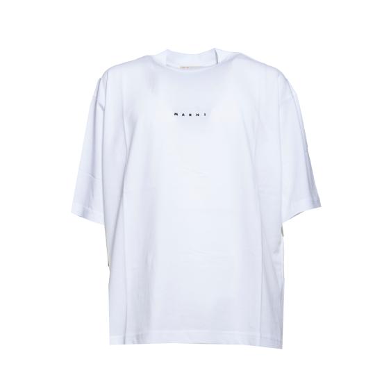 26SS 마르니 스몰 로고 프린팅 오버핏 HUMU0223P1USCS87 LOW01 White