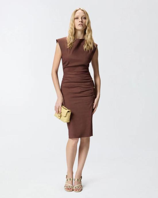 26SS 핑코 미디 원피스 106521A34I L78 Marrone terra x piante - PINKO