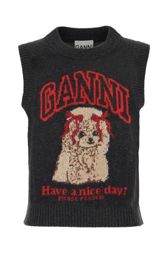 26SS 가니 그래픽 울 베스트 A10700442678 052 BLACK SAND
