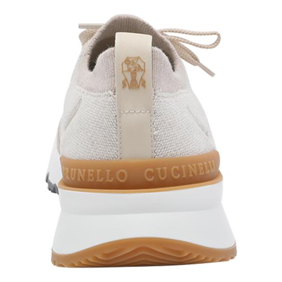 26SS 브루넬로 쿠치넬리 히트 본디드 디테일 테크노 코튼 니트 러너 스니커즈 MZUEHRO342 CLC32 Beige - BRUNELLO CUCINELLI