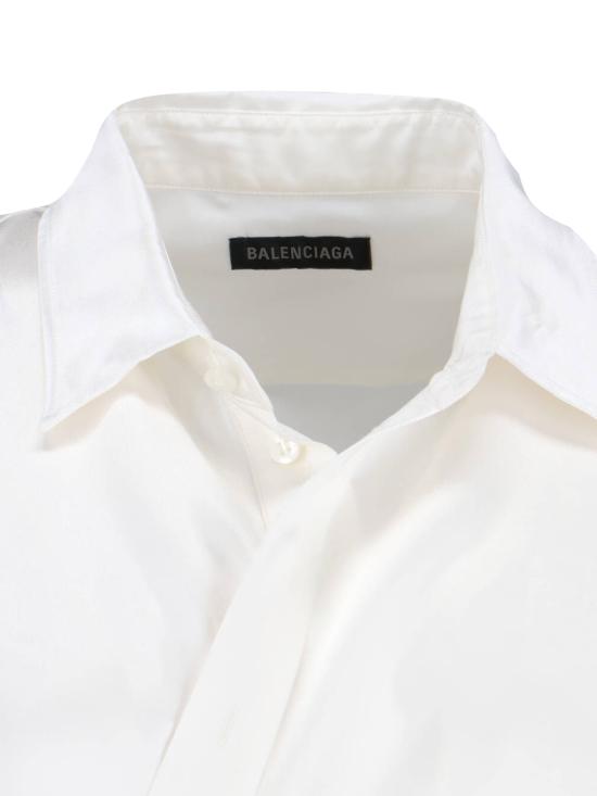 26SS 발렌시아가 바이오테크 실크 새틴 랩 셔츠 857842 TTN14 9002 White - BALENCIAGA