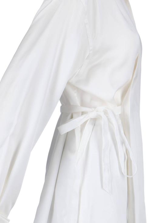 26SS 발렌시아가 바이오테크 실크 새틴 랩 셔츠 857842 TTN14 9002 White - BALENCIAGA