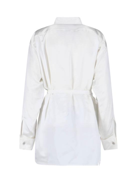 26SS 발렌시아가 바이오테크 실크 새틴 랩 셔츠 857842 TTN14 9002 White - BALENCIAGA