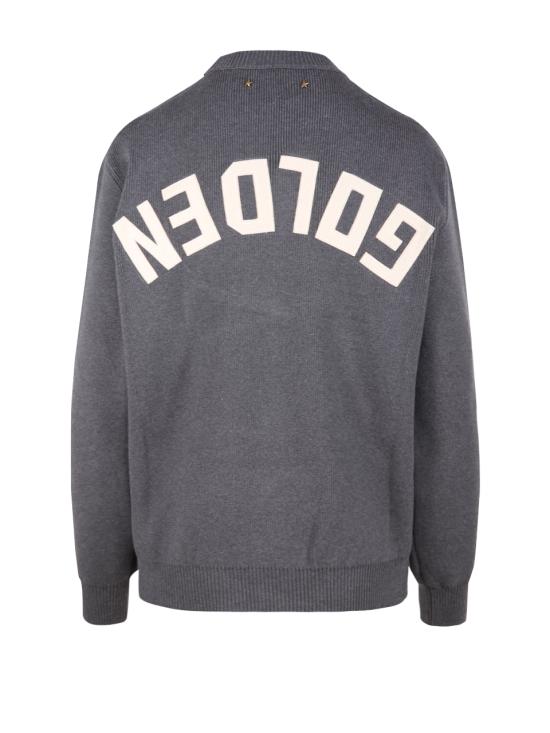 26SS 골든구스 로고 백 코튼 라운드넥 스웨터 GWP00951 P000662 60304 DARK GREY MELANGE - GOLDEN GOOSE