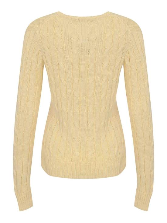 26SS 폴로 랄프로렌 포니로고 피마 코튼 케이블 니트 V넥 스웨터 211971870011 Beige - POLO RALPH LAUREN