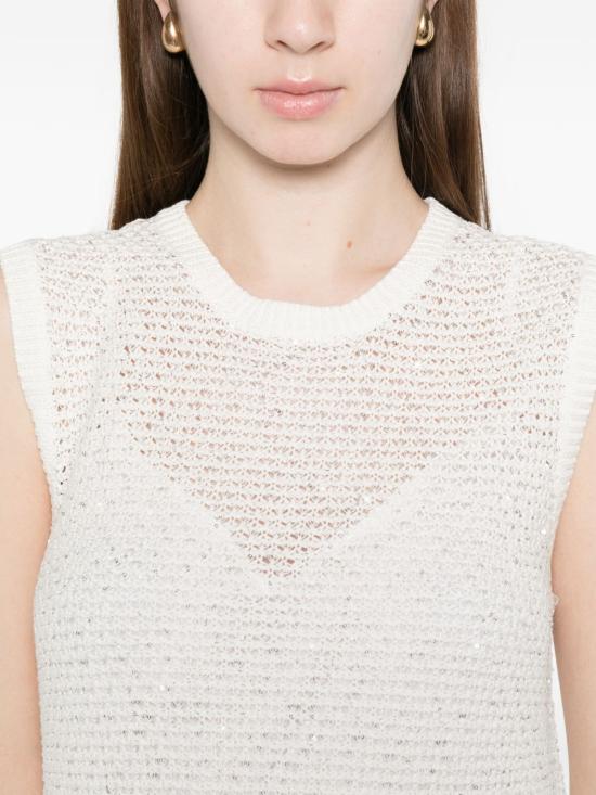 26SS 파비아나 필리피 시퀸 코튼 테이프 미니 드레스 ABD276F593 M120VR1 White - FABIANA FILIPPI