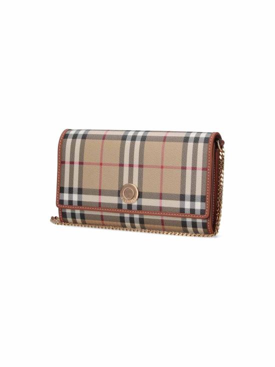 26SS 버버리 체크 체인 스트랩 월렛 8109798 Brown - BURBERRY