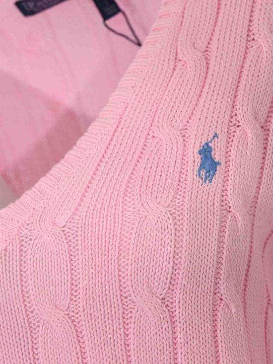 26SS 폴로 랄프로렌 포니로고 피마 코튼 케이블 니트 V넥 스웨터 211971870006 - POLO RALPH LAUREN