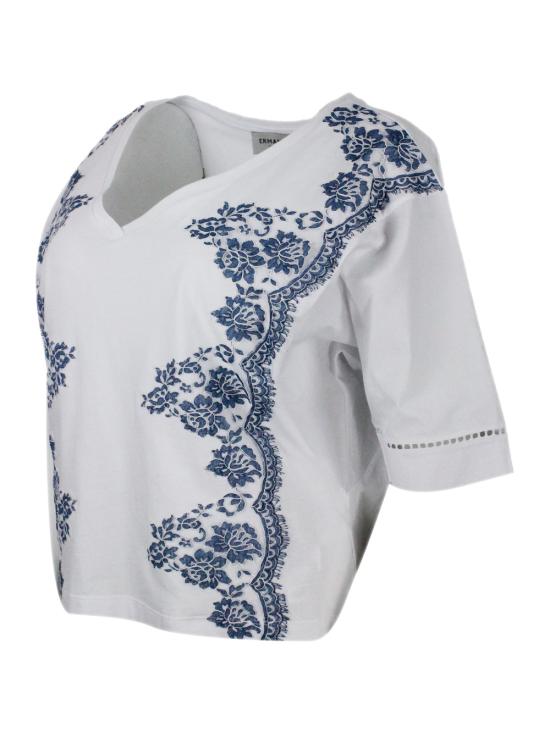 26SS 에르마노 피렌제 반팔 티셔츠 D48EL032EE4 MFA39 White - ERMANNO FIRENZE