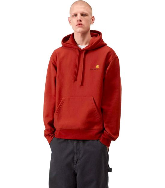 26SS 칼하트 WIP 후드 아메리칸 스크립트 스웨트셔츠 I028279 3IXXX S Red - CARHARTT WIP