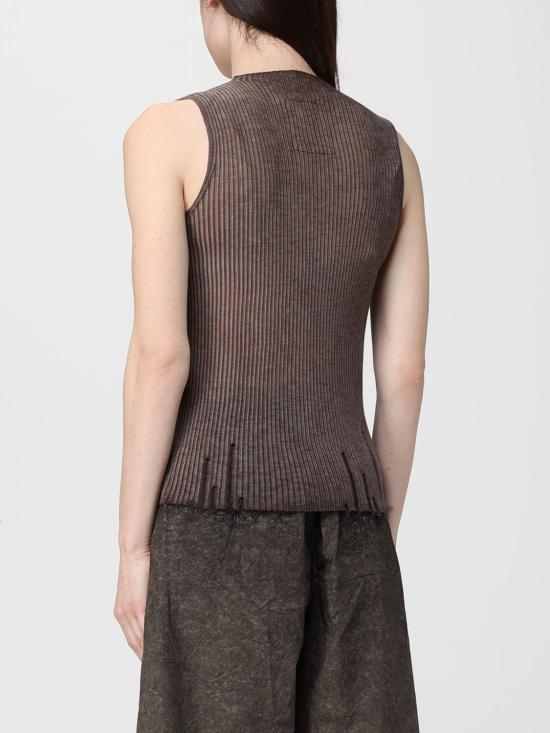 26SS 우마 왕 민소매 티셔츠 UK7112 UW600 Brown - UMA WANG