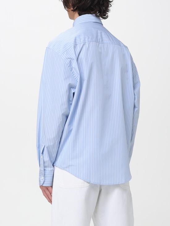 26SS 아미 코튼 롱 슬리브 드 하트 박시 셔츠 USH766CO02194 4844 Blue - AMI