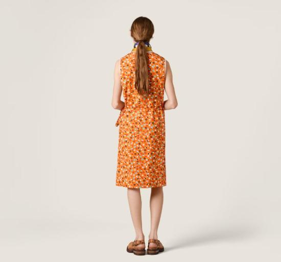 26SS 미우미우 미디 원피스 MF6249SOOO19KO F0P5N ARANCIO ROSSO - MIU MIU