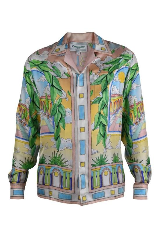  카사블랑카 셔츠 실크 새틴 "페이사주 아이디얼"