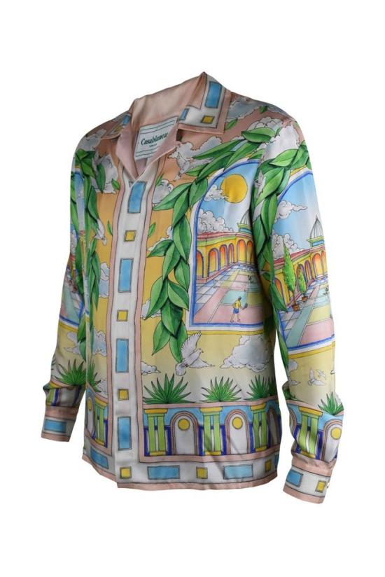  카사블랑카 셔츠 실크 새틴 "페이사주 아이디얼" - CASABLANCA