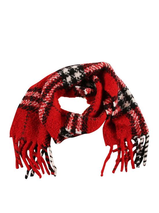 26SS 버버리 체크 알파카 울 블렌드 부클 스카프 8118011 C3383 Red